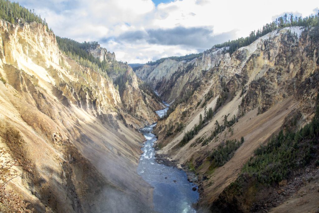 View of the Grand Canyon of the Yellowstone from the Brink of the Lower Falls Trail (NPS photo).